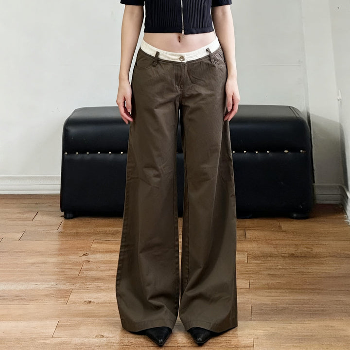 Damen Cargo-Hose im lässigen Stil mit praktischen Seitentaschen und weitem Bein Drune