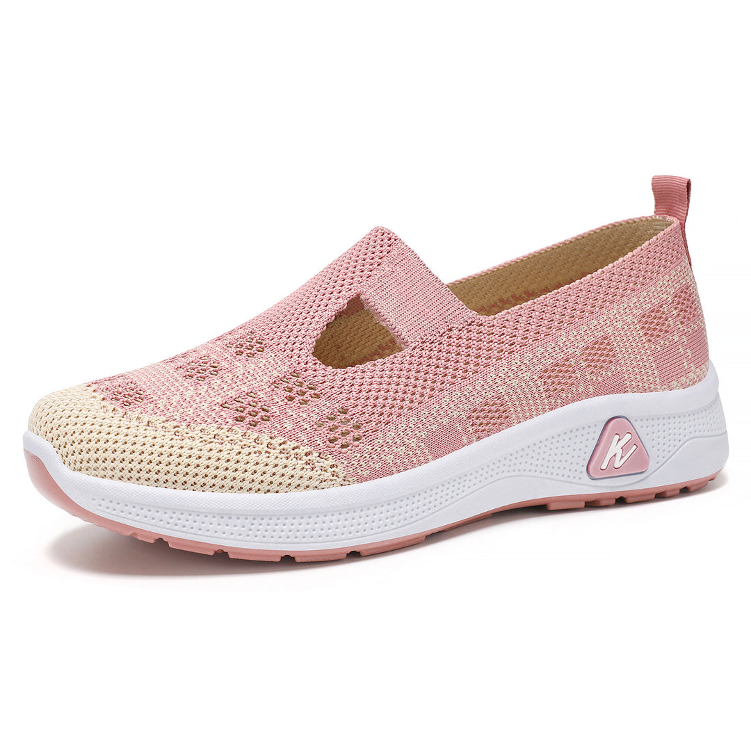 Damen nan leichter gestrickter Slip-On Mary-Jane-Sneaker mit Cut-Out, atmungsaktivem Strickoberteil und dämpfender Komfortsohle Drune
