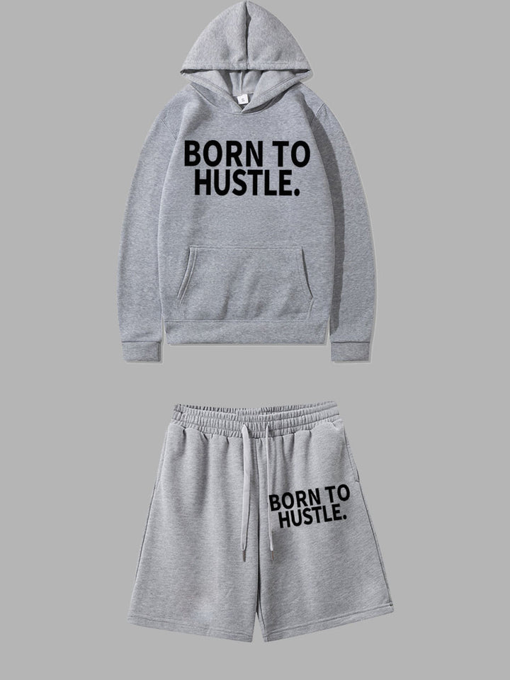 Damen Sportliches Hoodie und Shorts Set mit motivierendem Schriftzug Drune