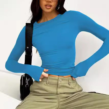Damen Fashion Langarmoberteil mit asymmetrischem Schnitt und weichen Ärmeln Drune
