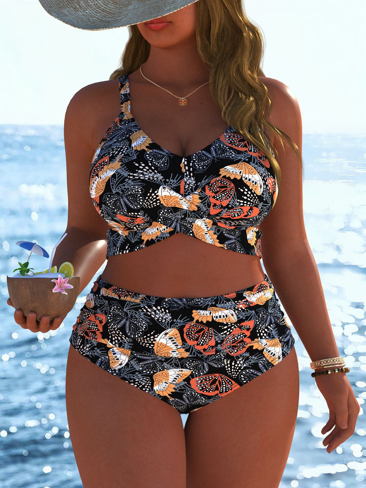 Damen Bikini-Set mit stylischem Marmormuster und hohem Taillenschnitt Drune
