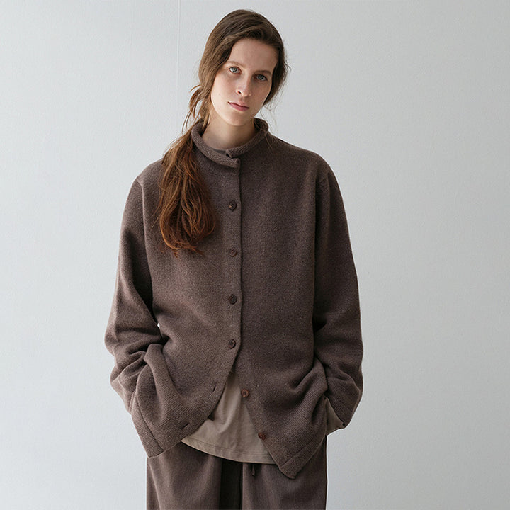 Damen Wärmende Wolljacke mit Stehkragen Drune