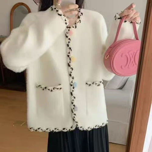 Damen Kuscheljacke im eleganten Schnitt mit kontrastierenden Akzenten Drune