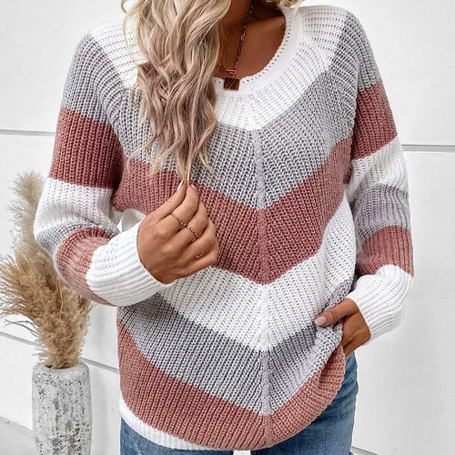 Damen Strickpullover im modernen Chevron-Stil Drune