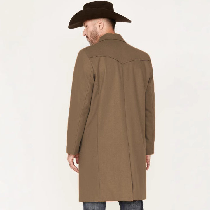 Herren eleganter Longcoat mit strukturiertem Kragen Drune