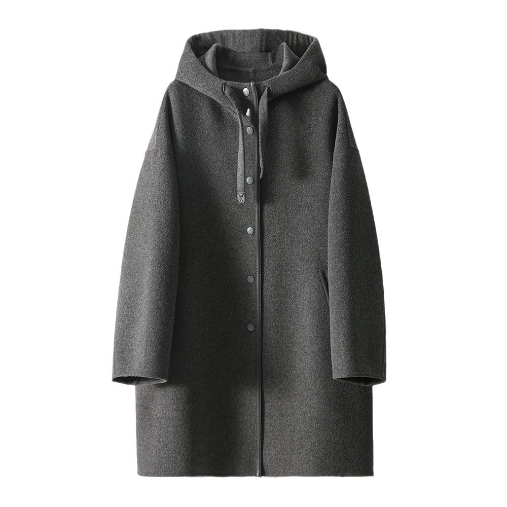 Damen Fließende Übergangsjacke mit Kapuze und druckknopfverschluss Drune