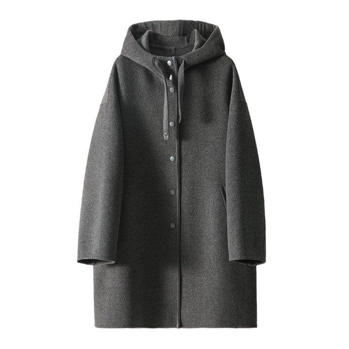 Damen Fließende Übergangsjacke mit Kapuze und druckknopfverschluss Drune