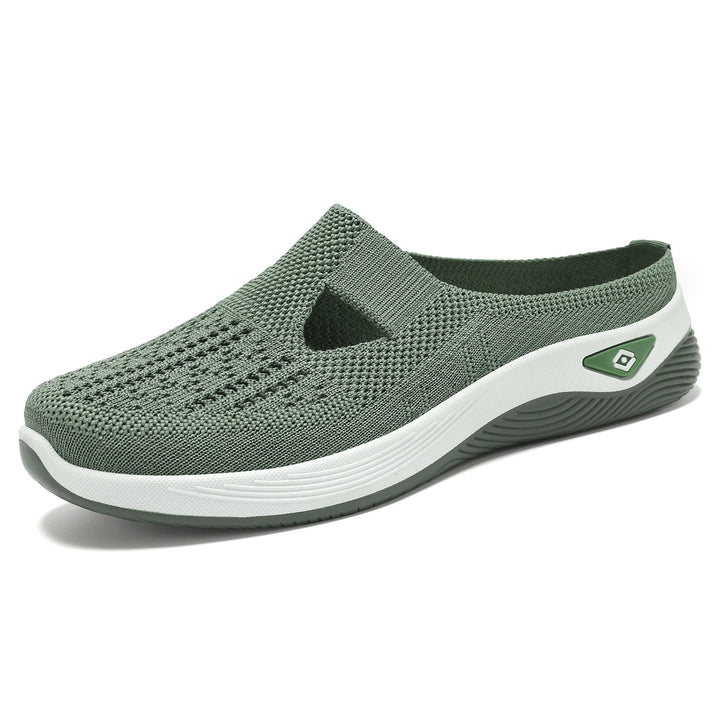 Damen nan atmungsaktive Strick-Slipper Clog mit seitlicher Cut-Out-Öffnung, dämpfender EVA- und PU-Zwischensohle Drune