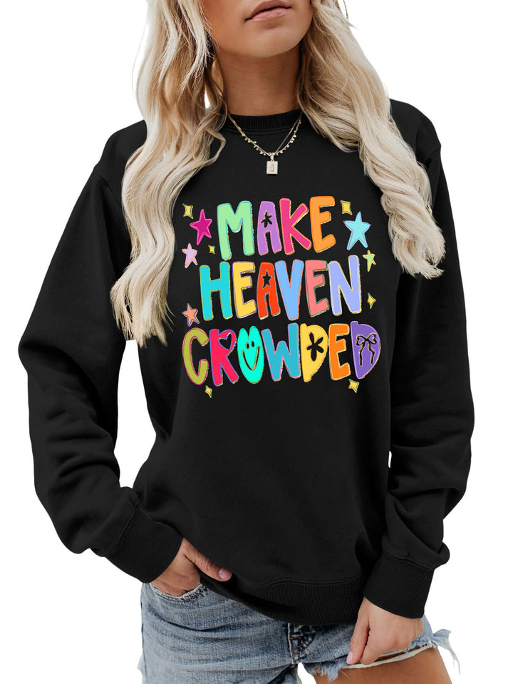 Damen Sweatshirt mit buntem Motiv und verspieltem Schriftzug Drune