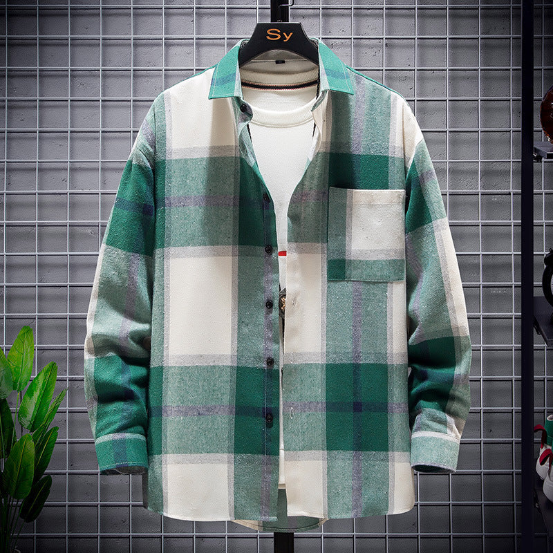 Herren nan oversized kariertes Flanellhemd mit Brusttasche und klassischem Knopfverschluss Drune