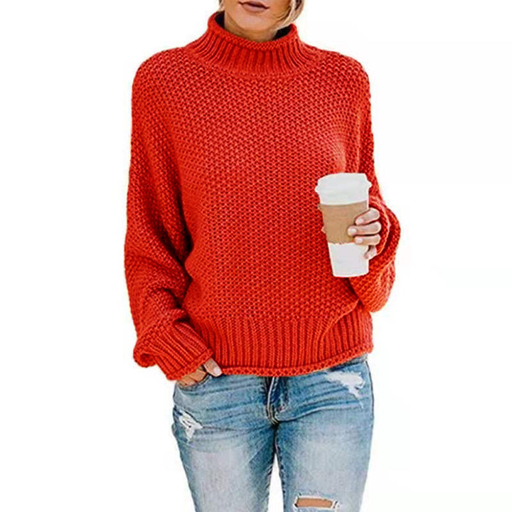 Damen Pullover mit hohem Kragen und strukturierter Webart Drune