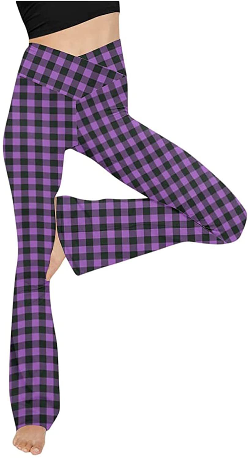 Damen nan taillenhohe Yogahose mit überkreuztem Bund und ausgestelltem Saum mit Schlitz Drune