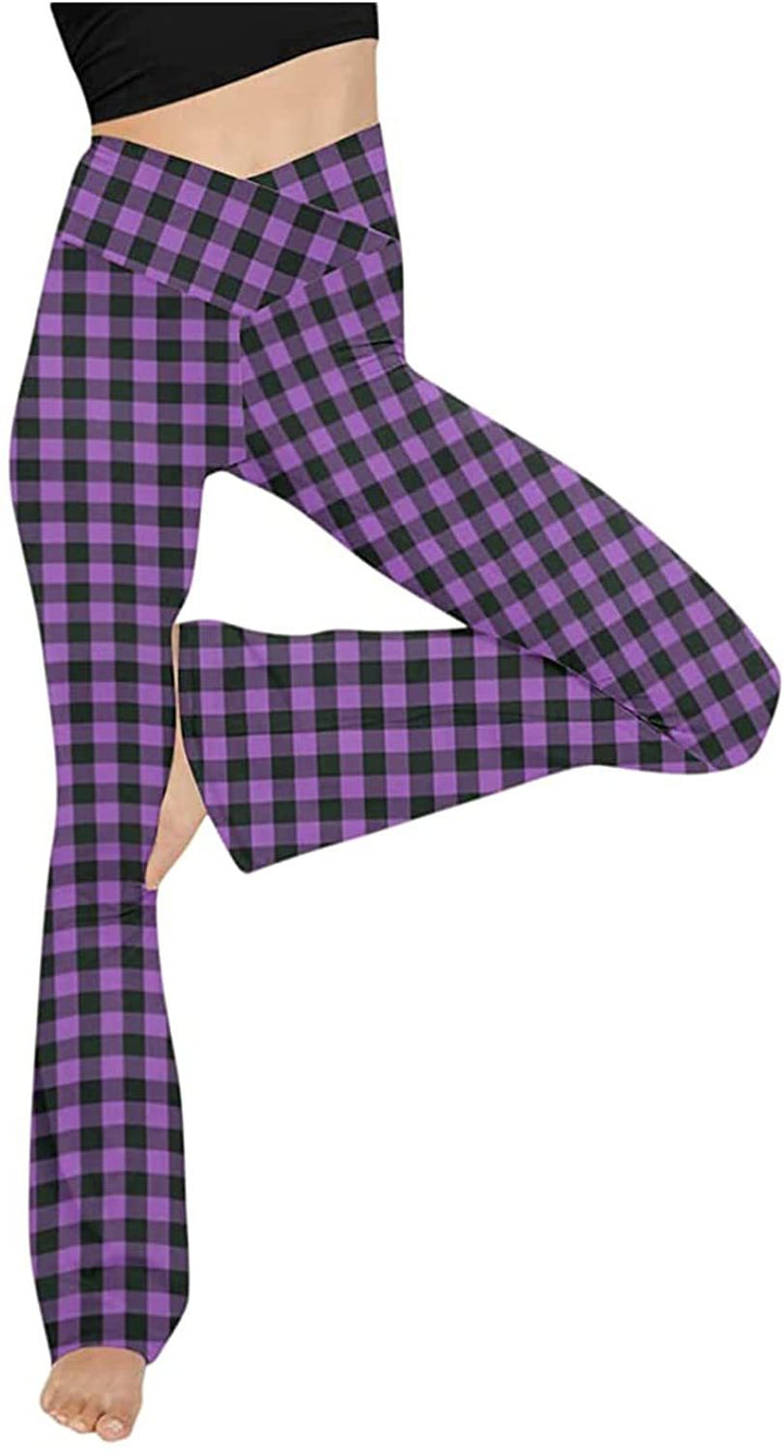Damen nan taillenhohe Yogahose mit überkreuztem Bund und ausgestelltem Saum mit Schlitz Drune