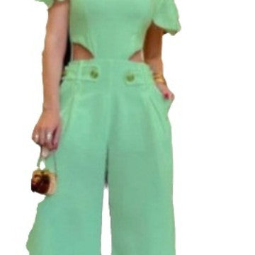 Damen Eleganter Jumpsuit mit Schnittdetails und weich fließenden Hosenbeinen Drune