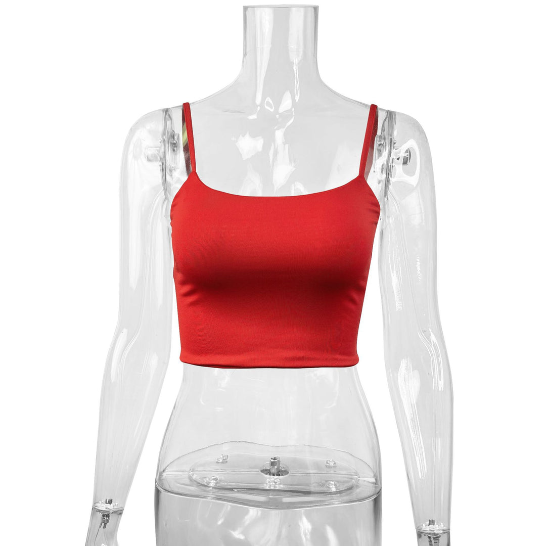 Damen Crop-Top mit verstellbaren Spaghetti-Trägern und figurbetontem Schnitt Drune