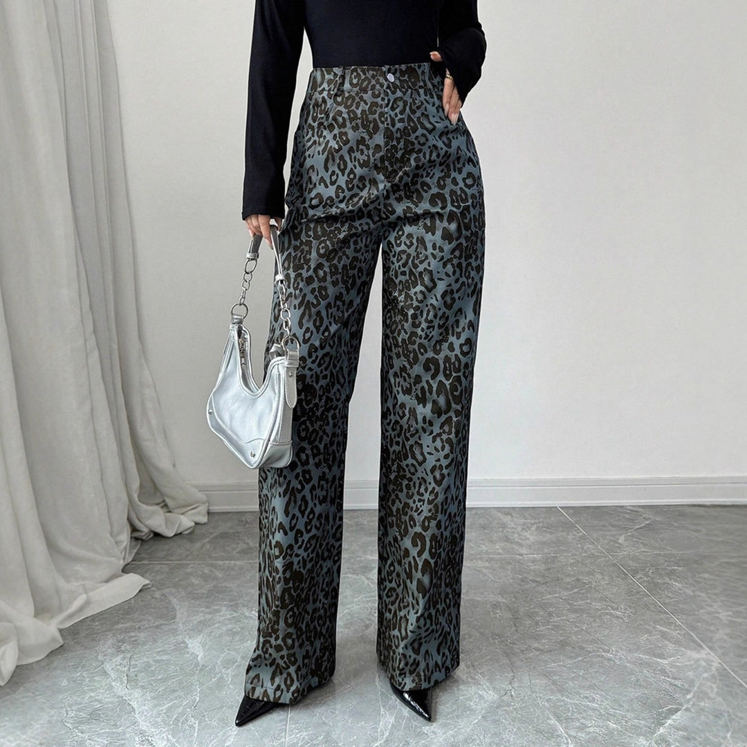 Damen Weite Hosen mit Modischem Leopardenmuster Drune