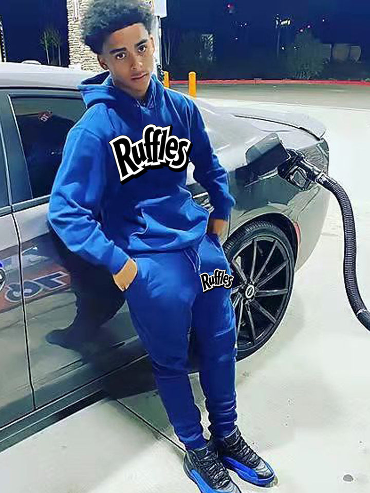Herren gemütlicher Hoodie und Jogginghose Set mit auffälligem Logo Drune