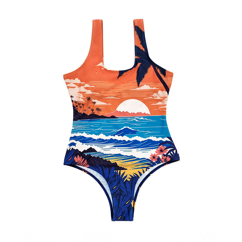 Damen Einteiler-Badeanzug mit lebhaftem Strandmotiv Drune