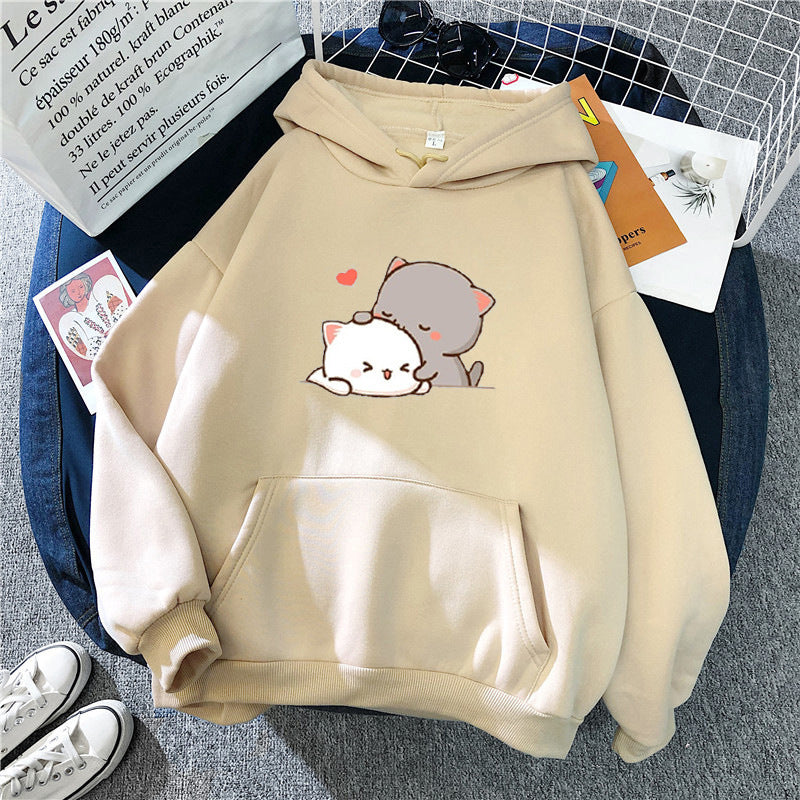 Damen Kapuzenpullover mit verspieltem Katzenmotiv und bequemer Passform Drune