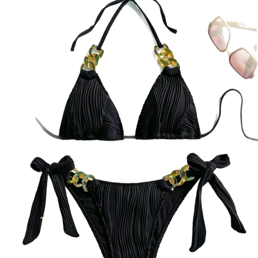 Damen Triangel-Bikini mit dekorativen Kettenelementen Drune