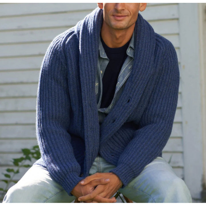 Herren Strickcardigan mit überworfenem Revers Drune