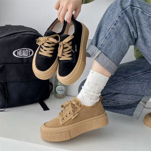 Damen Plattform Sneakers mit luxuriösem Wildleder-Obermaterial und modischem Schnürdesign Drune