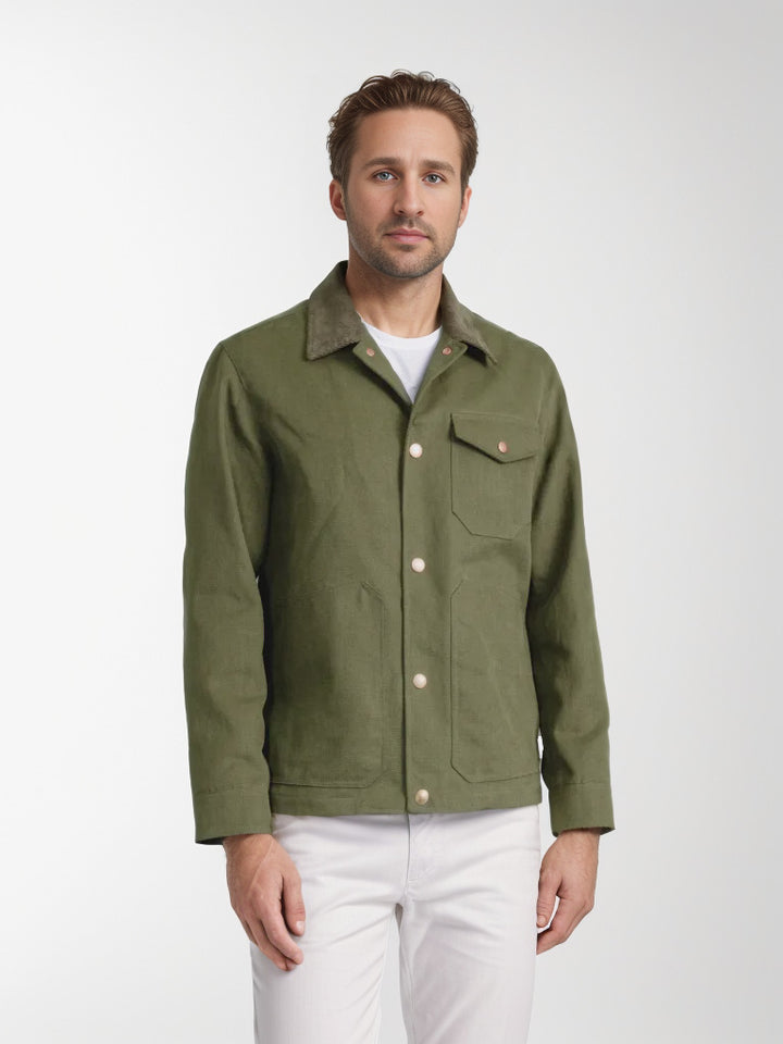 Herren modische Arbeitsjacke mit praktischem Kragen Drune