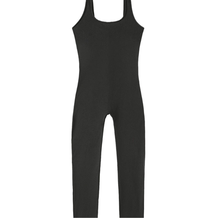 Damen Rippstrick Jumpsuit mit breiten Trägern und figurbetonter Passform Drune