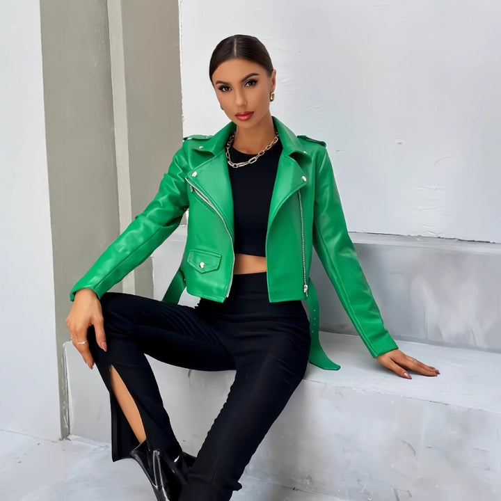 Damen cropped Bikerjacke Drune