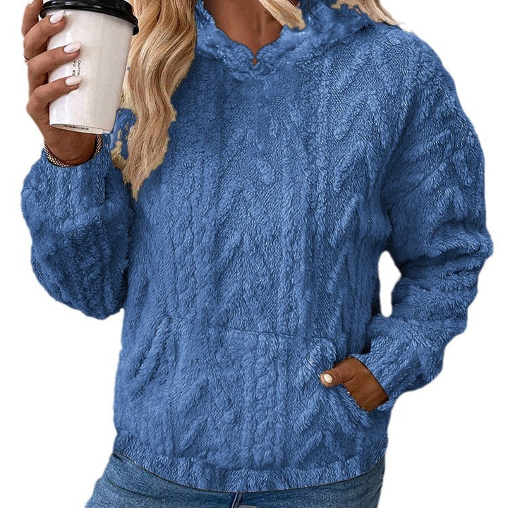 Damen Flauschiger Hoodie mit Kängurutasche Drune