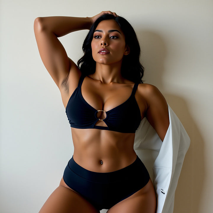 Damen Hochgeschnittene Bikinihose mit modischem Ringdetail Drune