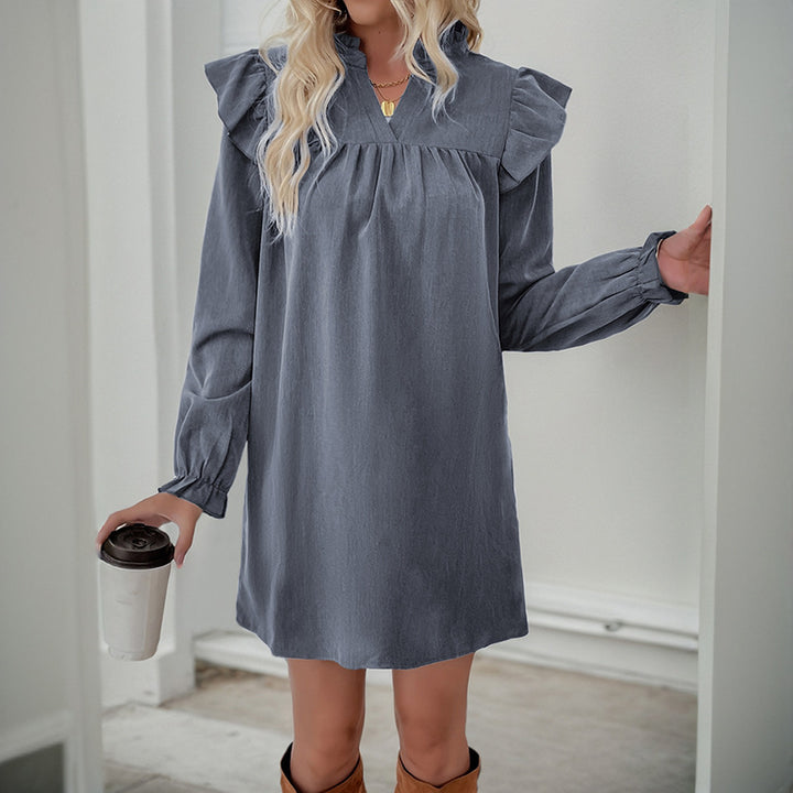 Damen Freizeitkleid mit Rüschendetails und elegantem Schnitt Drune