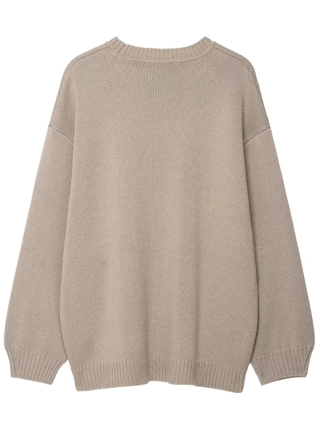 Damen lässiger Strickpullover mit überschnittenen Schultern und weitem Saum Drune