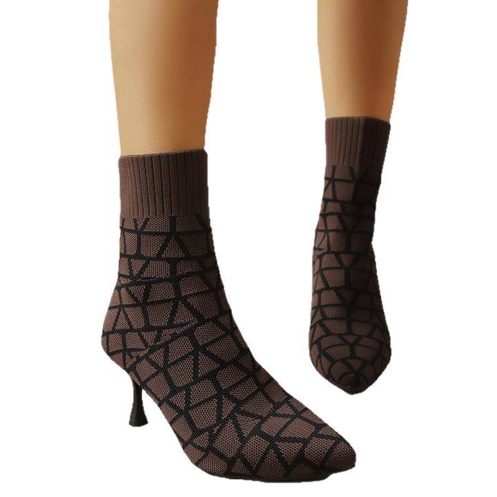 Damen Stiefelimitierte Sockenschuhe mit elegantem Absatz Drune