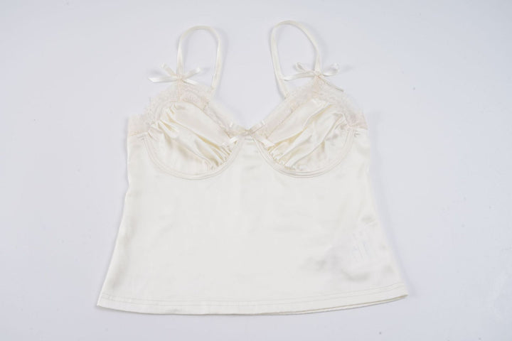 Damen Satin-Camisole mit Spitze und verspielten Schleifen Drune
