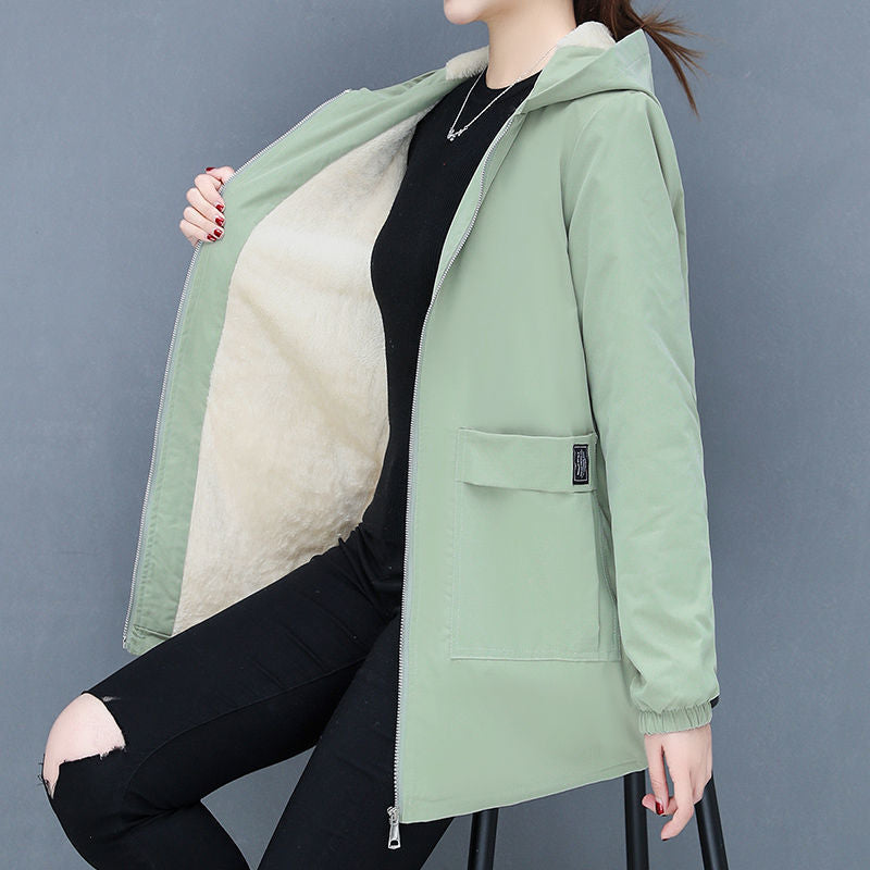 Damen Übergangsjacke mit fleecegefütterter Kapuze und praktischen Taschen Drune