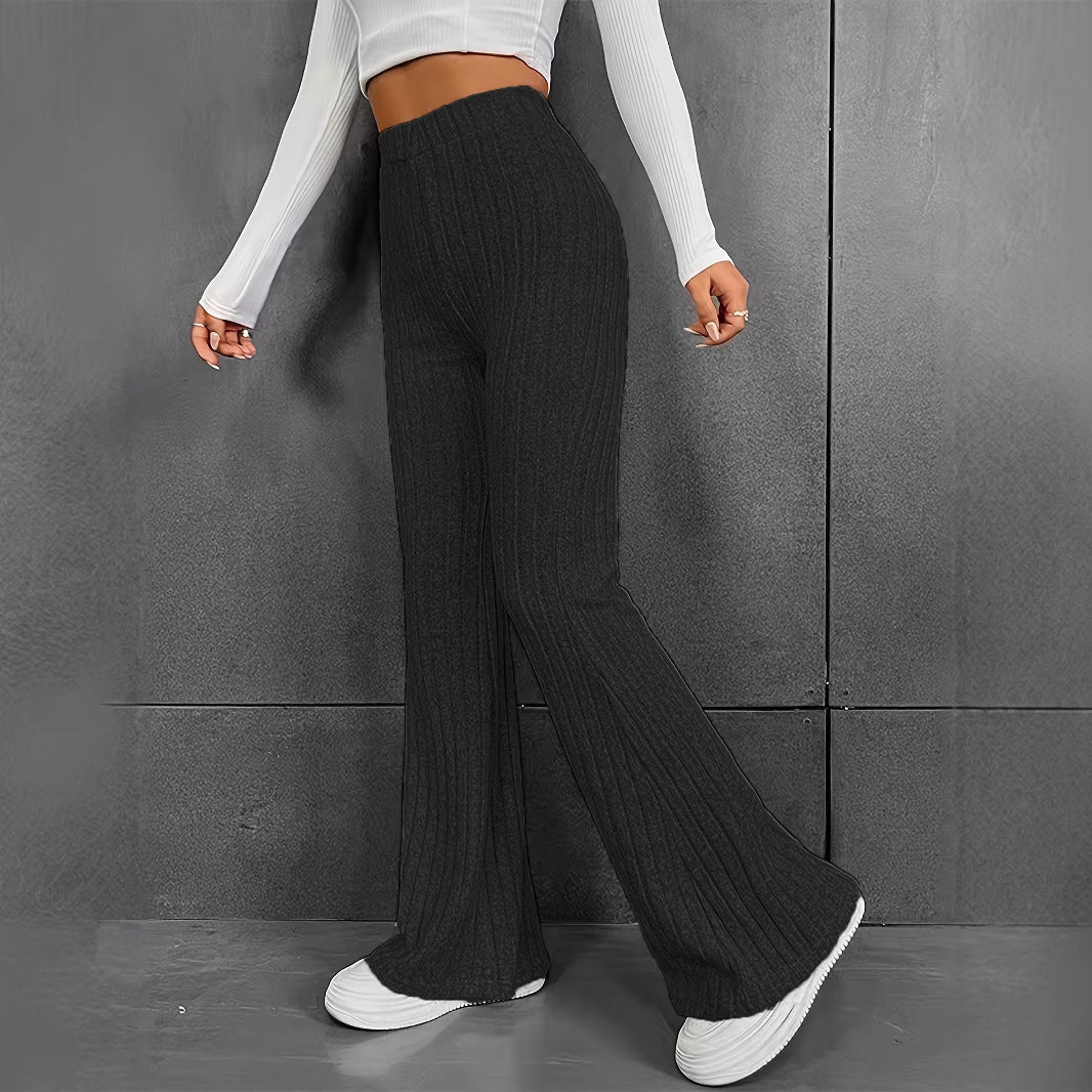 Damen weite Strickhose mit feinrippigem Design Drune