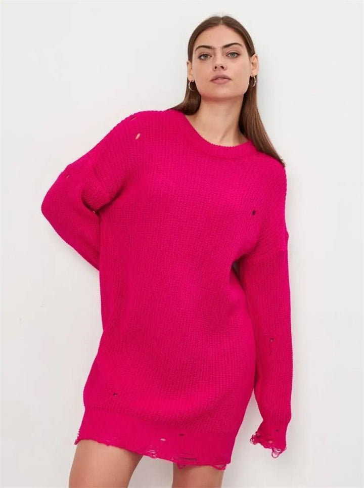 Damen modischer oversized Pullover mit lässigem Strukturmuster Drune