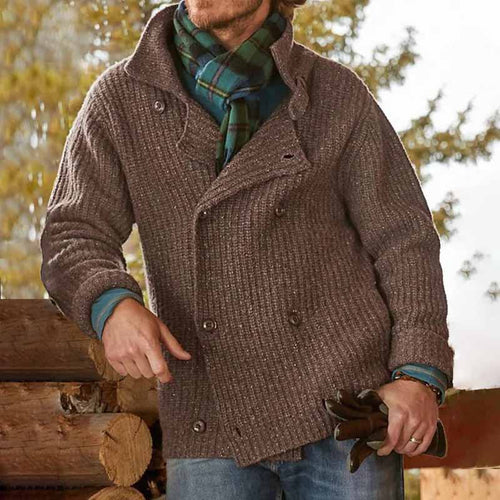 Herren Strickjacke mit modernem Schnitt und doppelter Knopfleiste Drune
