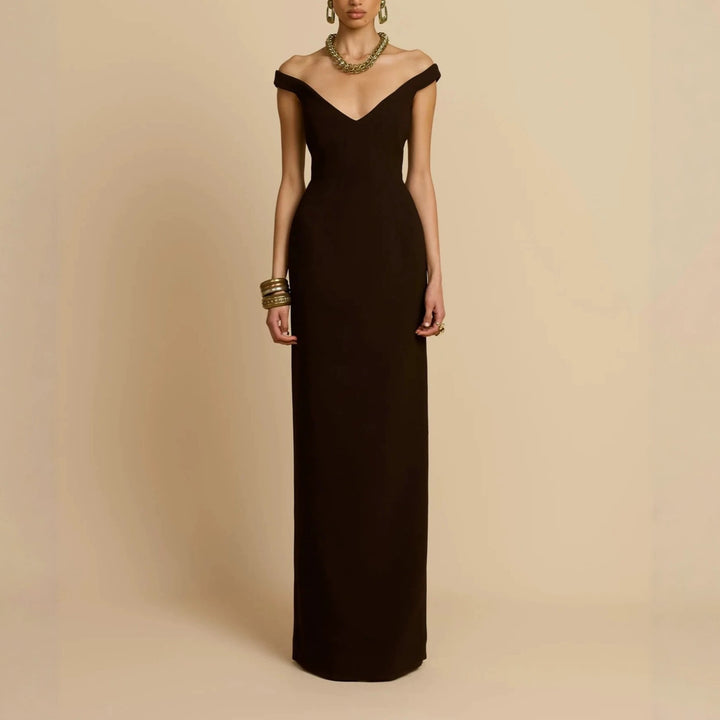 Damen Schlichtes Off-Shoulder-Maxikleid Drune