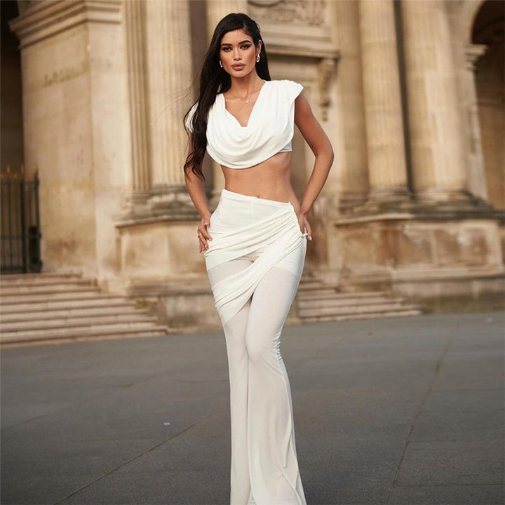 Damen Elegantes Jumpsuit-Set mit Drapierung und schmalem Bein Drune