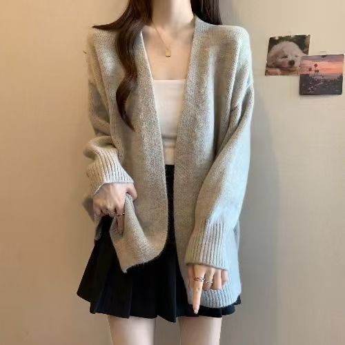 Damen Strickjacke mit V-Ausschnitt und lockerer Passform Drune