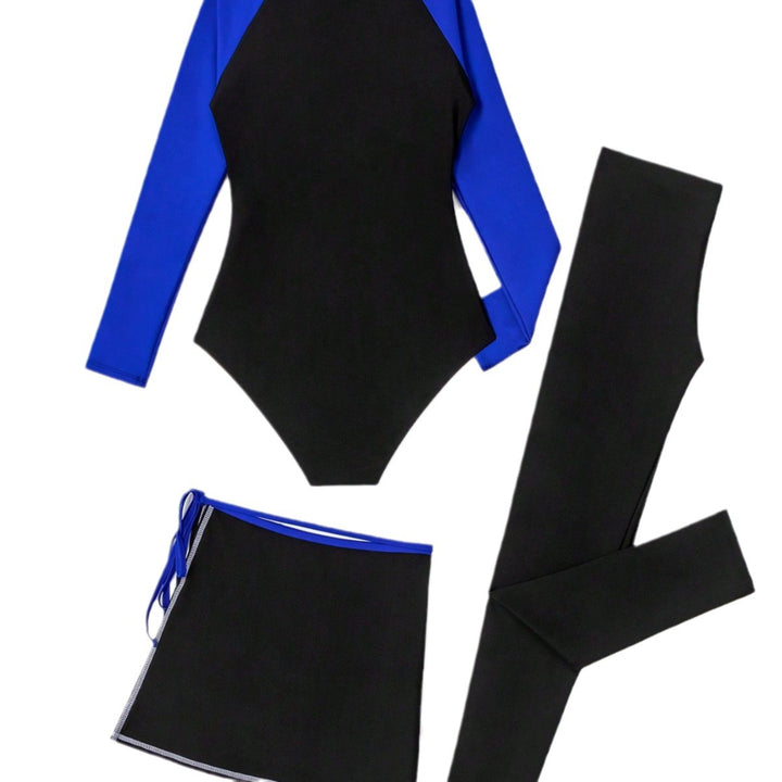 Damen Sportlicher UV-Schutz-Schwimmanzug mit langem Arm und Rock Drune