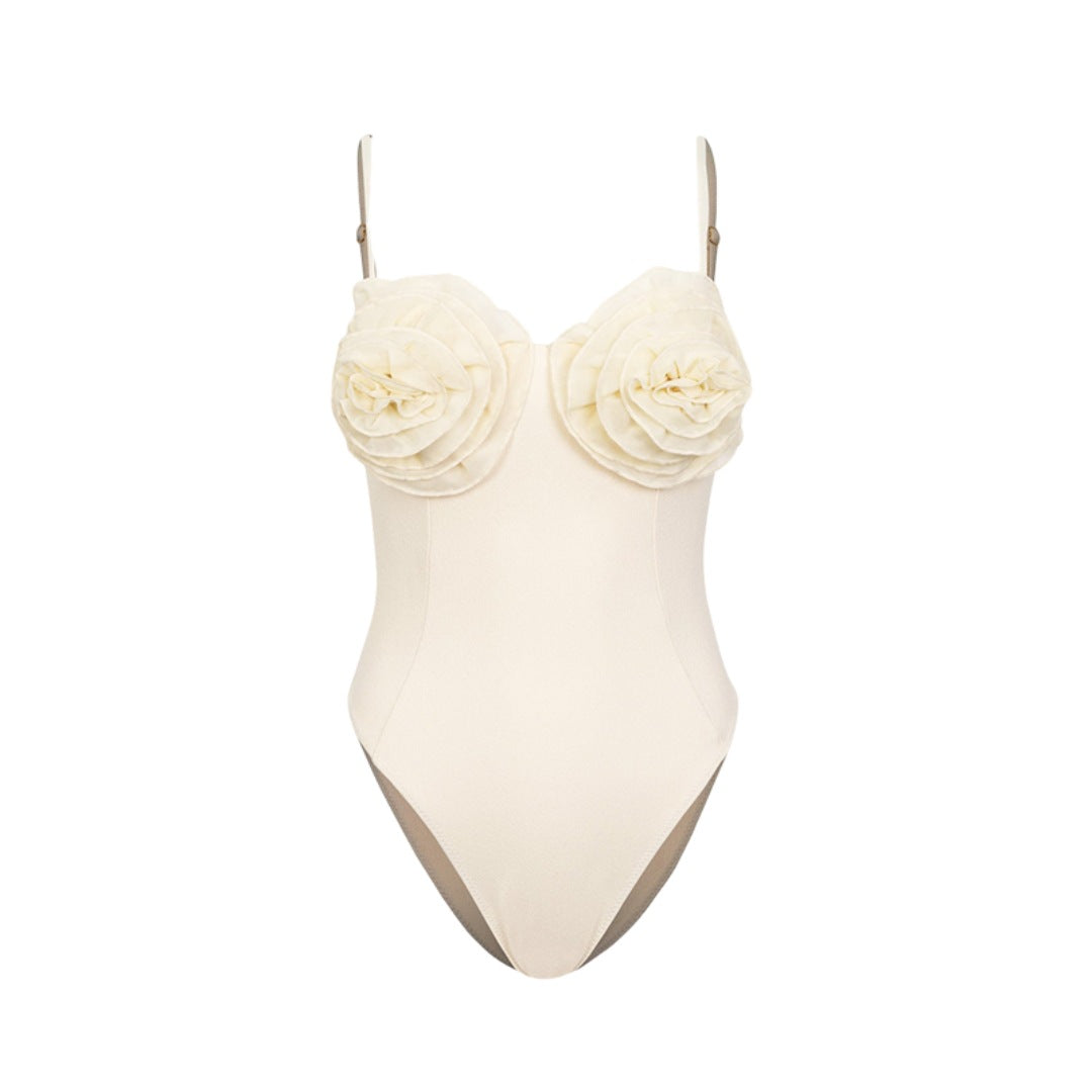 Damen Badeanzug-Set mit verspielten Blumendekorationen Drune