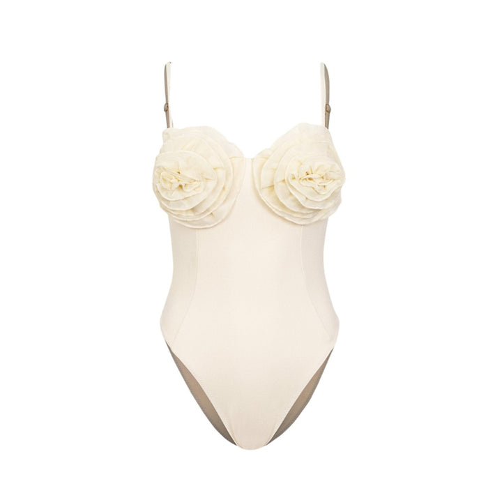 Damen Badeanzug-Set mit verspielten Blumendekorationen Drune