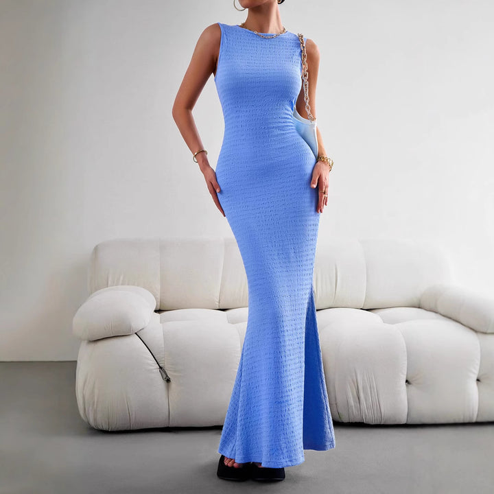 Damen figurbetontes Maxikleid mit elegantem strukturiertem Obermaterial Drune