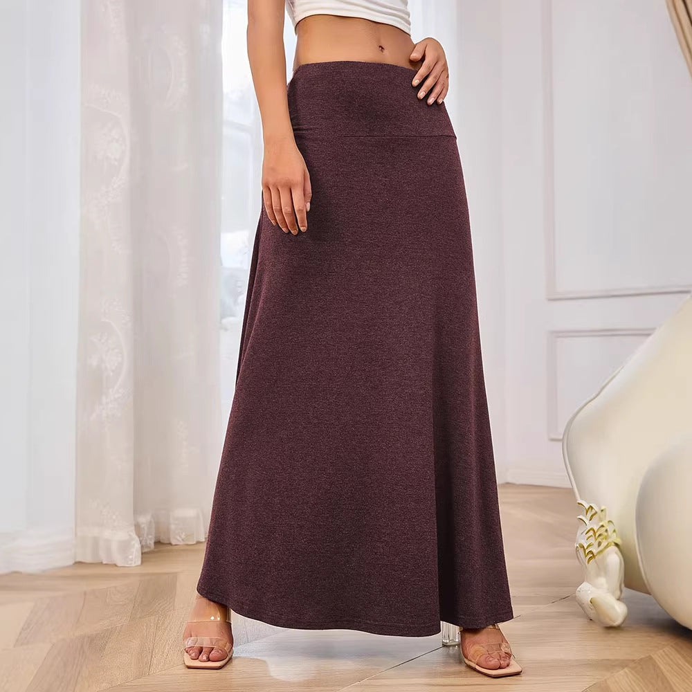 Damen Maxirock aus weichem Jersey mit elastischem Bund und fließendem Schnitt Drune