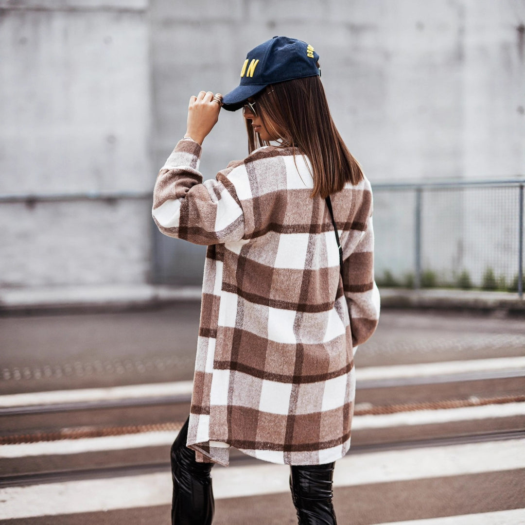 Damen Lässige Karierte Overshirtjacke Drune