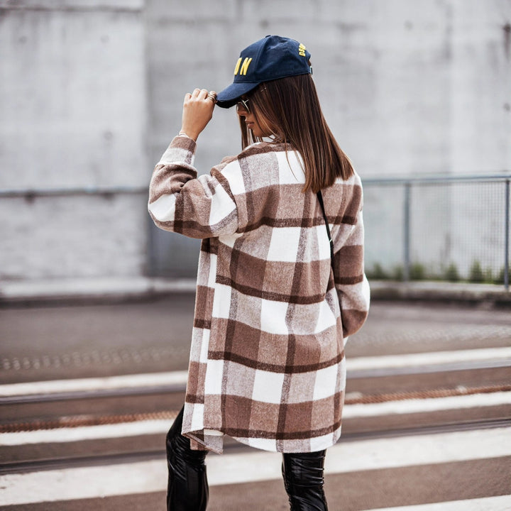 Damen Lässige Karierte Overshirtjacke Drune