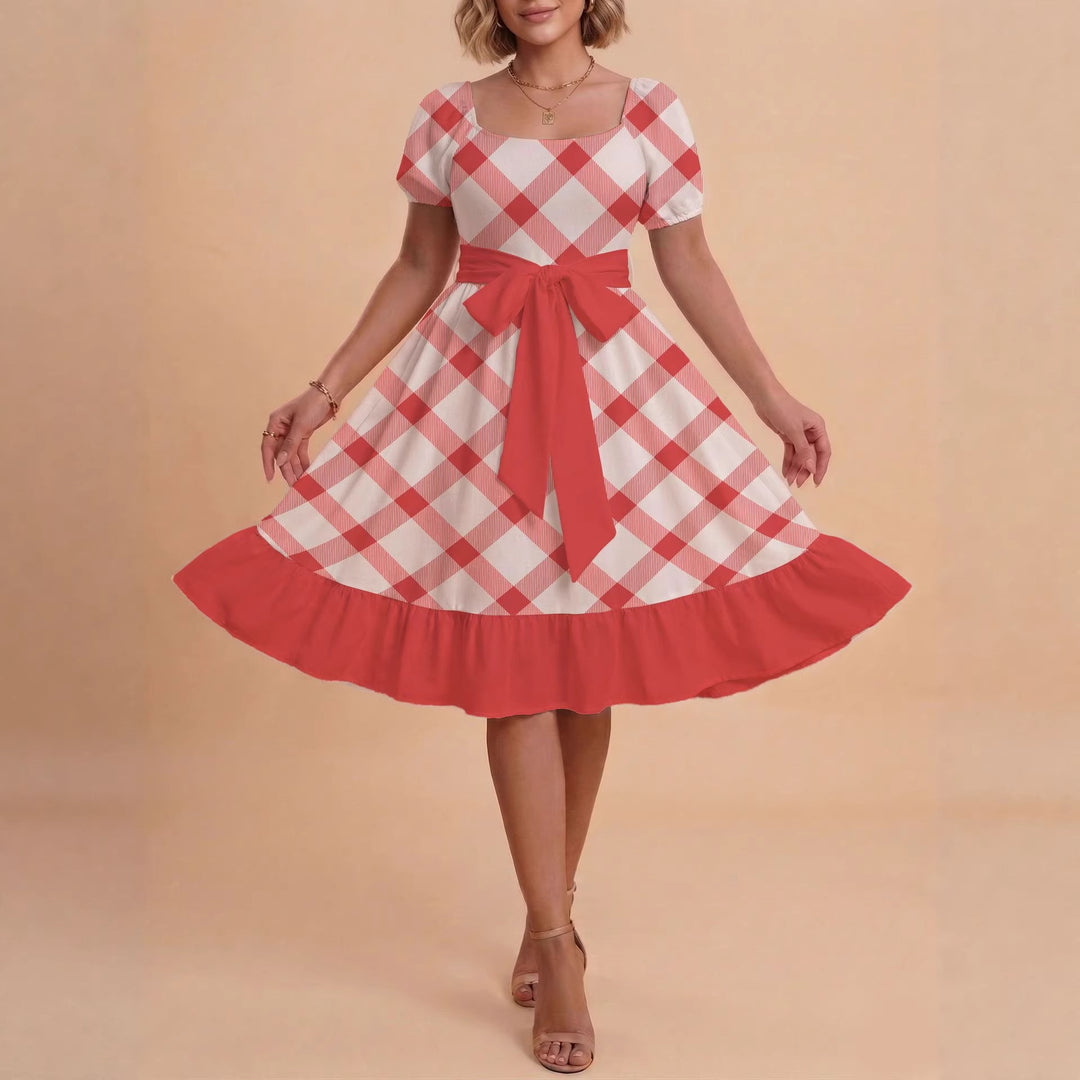 Damen Verspieltes Maxikleid mit Bärenmuster und taillierbarem Band Drune